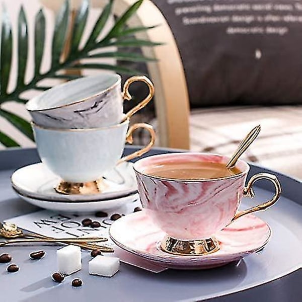 Vintage Kaffekoppar och Fat Set Porslin Tekopp Kaffe Mugg Set
