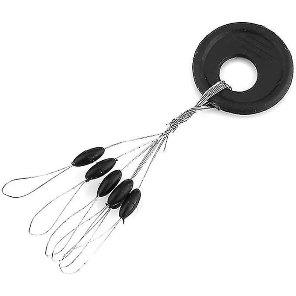 100 stk Bobber Stopper Fiske Line Svart Sylinder Flyte Sinker