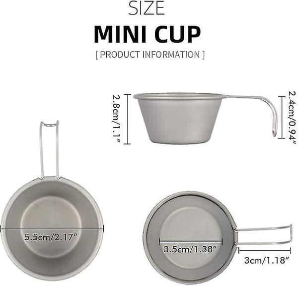 Mini Vinglas i Rostfritt Stål för Utomhus, Bärbar Campingbestick, 50ml Små Vattenkoppar, Silver, 2-pack
