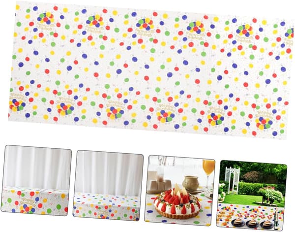 2 stk. duker med ballongtrykk i plast for bursdagsfester og barnehager, rektangulær form