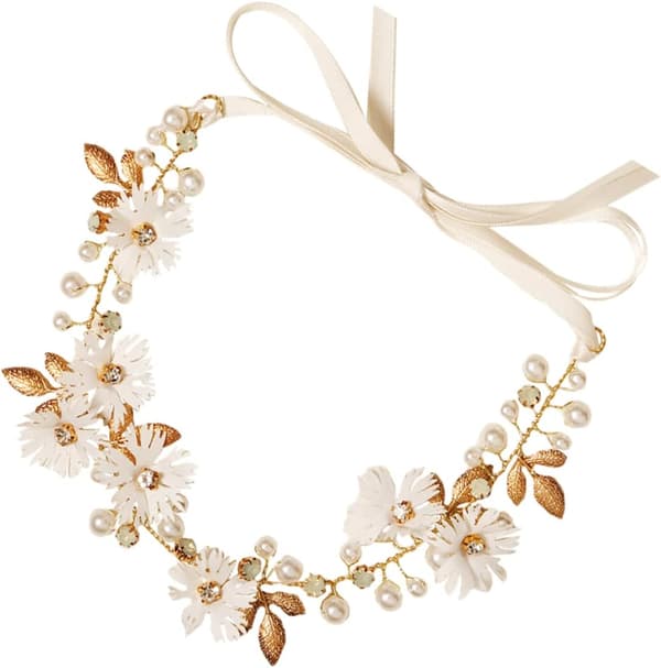 Brudehodebånd Blomster Blader Hårbånd Vintage Brudehodeplagg Rhinestone Perle Hodeplagg til Bryllup