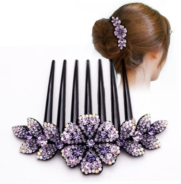 2 stk Rhinestone Blomst Hårkam Bryllup Hår Sidekam Hårknutedekorasjon Dame Tilbehør