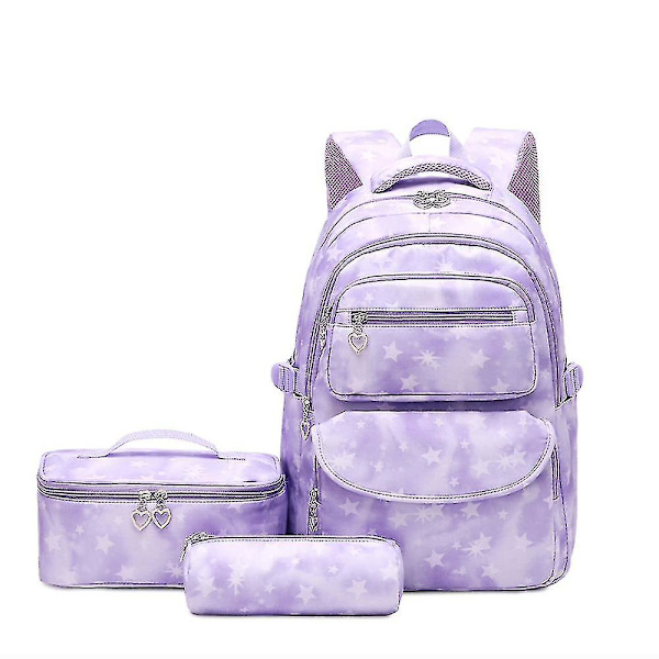 Vattentät Skolryggsäck Set Purple