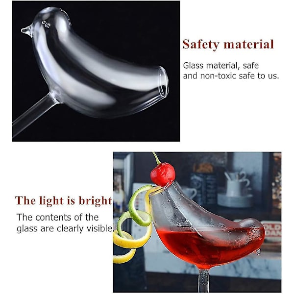 Fugleformet Cocktailglas 5 Oz/150 Ml 2 stk Unikt Champagneglas 2 stk Glasvarer Velegnet