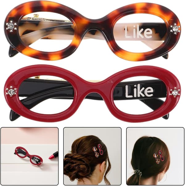 2 stk. Hårklemmer i Acetat Leopard Hårnåle Solbrilleformet Hårspænde Styling Klemmer