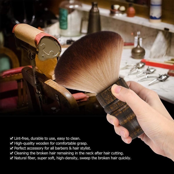 Kaulan ja kasvojen pölyharja puhdistava hiusharja lakaistava hiusharja salonki kotitalouksien hiustenpuhdistusharja superpehmeä nylon puinen kahva