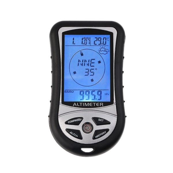 8-i-1 Digital LCD Kompass Höjdmätare Barometer Termometer Kalender