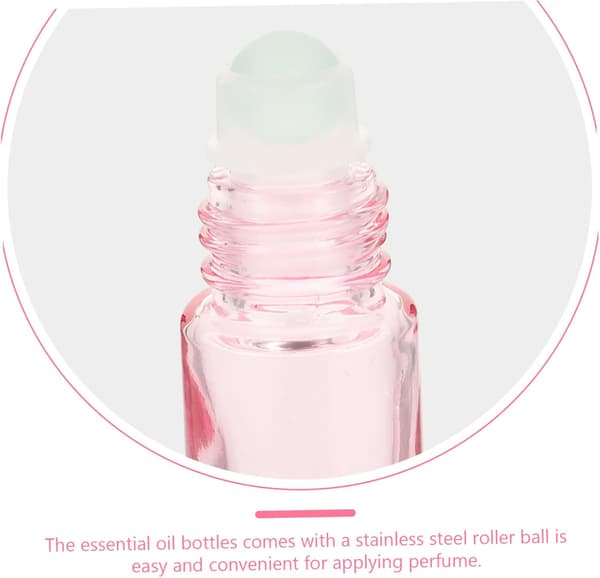 Glasrullflaskor för eteriska oljor och parfym 6 st 5 ml rosa påfyllningsbara reserullflaskor