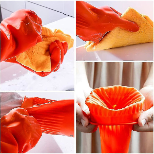 Gummi oppvaskhanske Kjøkkenvaskehansker 2-par Få gratis rengjøringsklut gave