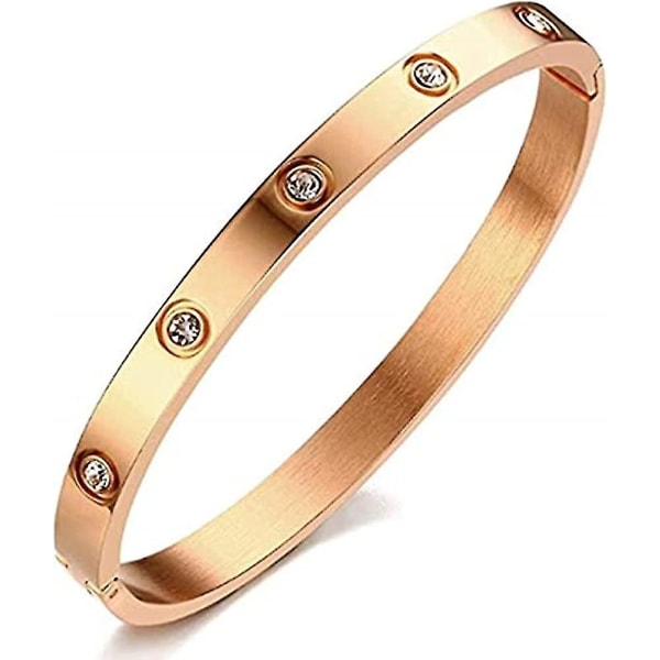 Kvinnors armband i rostfritt stål, ovalt kristallarmband Enkel stilarmband