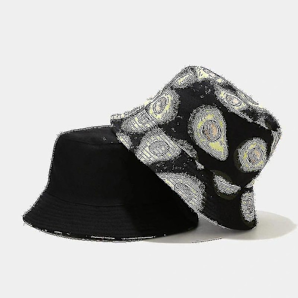 Unisex Vändbar Packbar Bucket Hat, Solhatt för Män Kvinnor, Avocado Print Dubbelsidig Bärbar Vändbar Bucket Hat