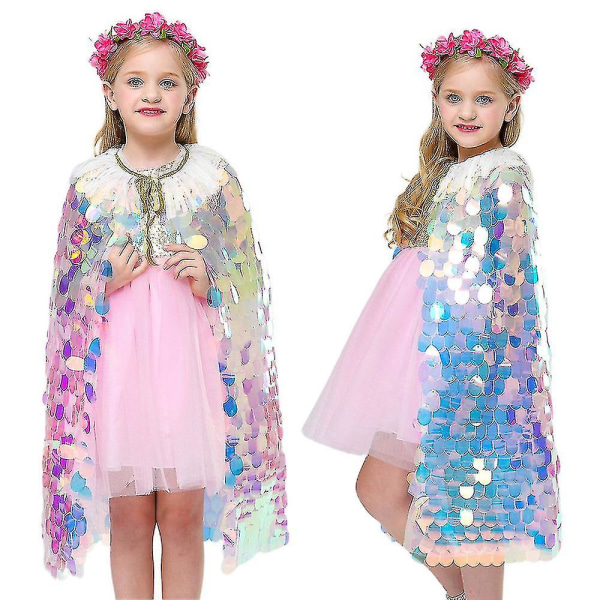 Flickor Barn Kappa Paljetter Glänsande Glitter Fancy Up Kostym 5-8 Years