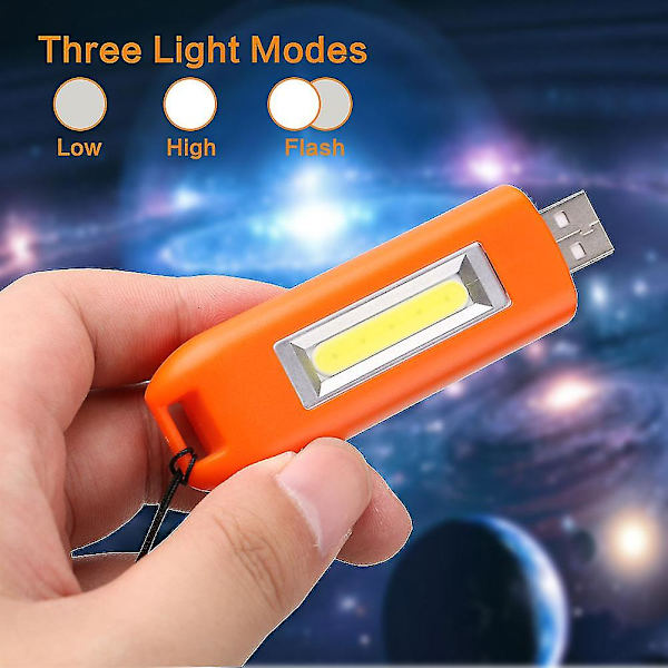 Mini LED-nyckelring med USB-laddning, bärbar nödbelysning, ficklampa