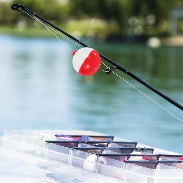 5 st plastfiskeflöten, hög synlighet, röd vit, robust glidflöteset