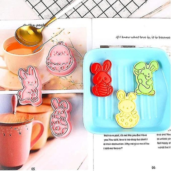 Kakformar Påsk 6st 3D Pressbara Set Plast