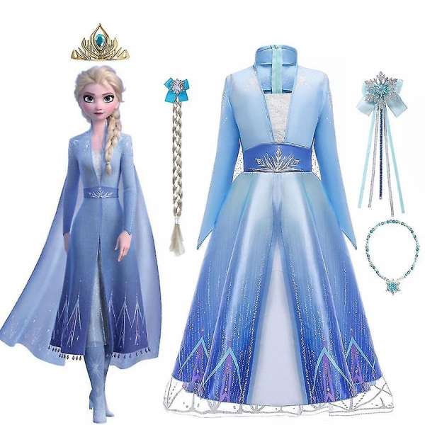 Elsa Cosplay-kostyme for jenter - Prinsessekjole