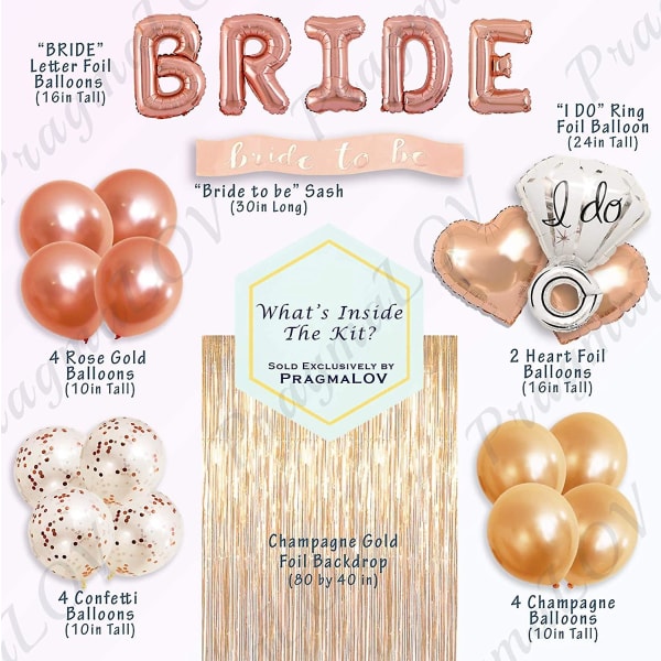 Polterabend dekorationer | Brudebadesæt | Bride Folie Balloner, Bride To Be Sash