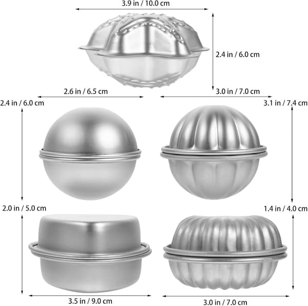 10 stk. sølv badeboldsform aluminiumslegering DIY håndværksform velpoleret glat overflade