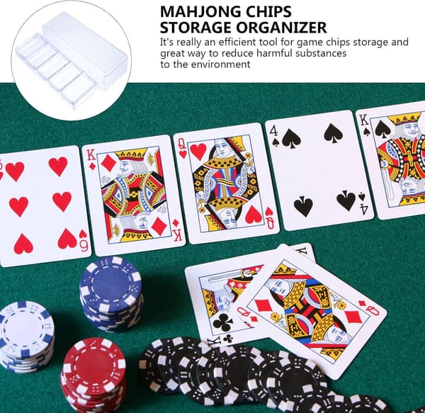 Mahjong Chips Opbevaringsboks med låg, Ps Materiale Organizer Etui til 100 Stykker