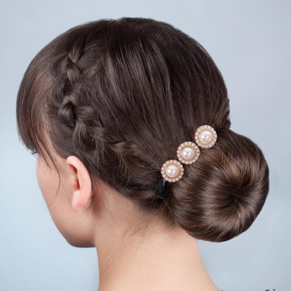 4 stk. elegant perlekugle-hårbånd til hårknold-styling, pigehårtilbehør