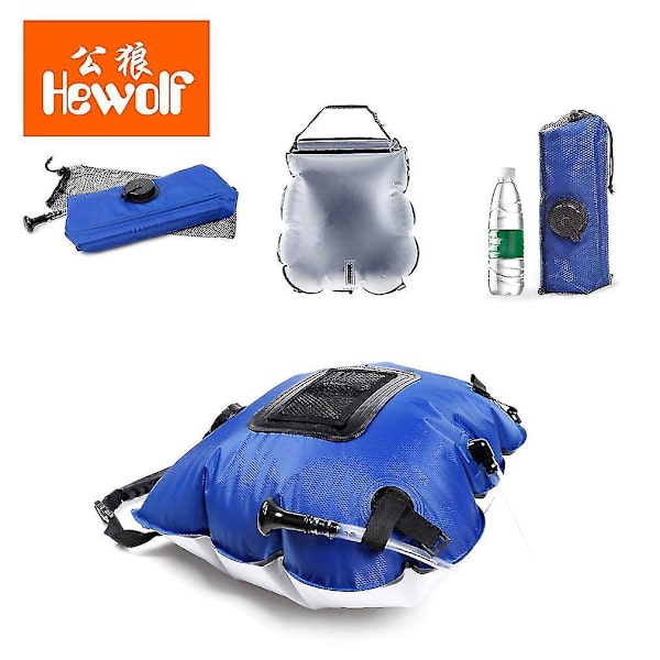 Solvärmeväska 20L Blå Gitter PVC Bärbar Bad