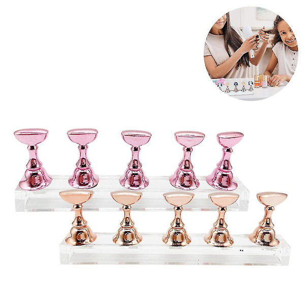 2 Set Akryl Naglar Konst Övning Stativ Magnetiska Nageltips Hållare