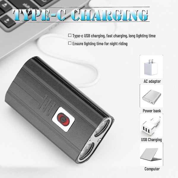 Pyörävalo USB-ladattava LED-pyörälamppu Polkupyörän etuvalo Vedenkestävä maantiepyörän etulamppu