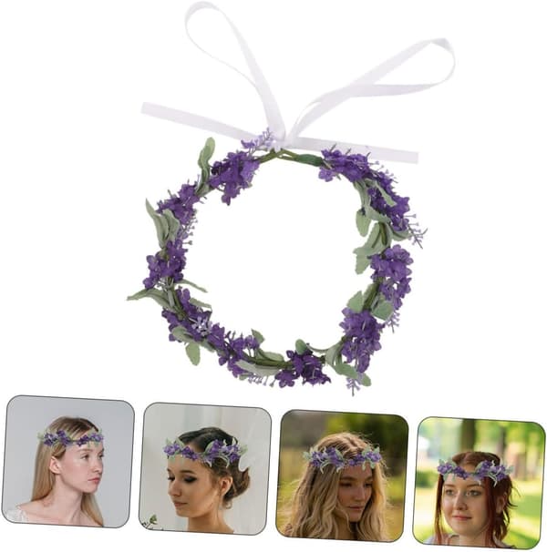 2 st lila lavendel blommig krona pannband med elegant design