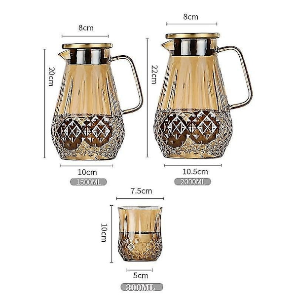 Stor Varmebestandig Glas Tekande Champagne Farve Kedel