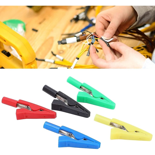 Alligator Klemme 2mm Haleplugg Krokodilleklips Med Nålplugg Isolerte Klips Sikkerhetstestklips For Multimeter Klemmemålere Testtilbehør (mul