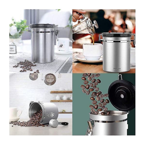 Kaffebeholder Kaffebeholder Med Rustfrit Stål Ske Aromabeholder Til Kaffe Bønner Pulver Te Nødder Kakao