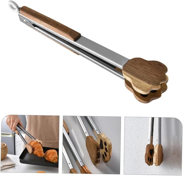 Kjøkkentang i rustfritt stål med katteklo for BBQ, sklisikkert håndtak