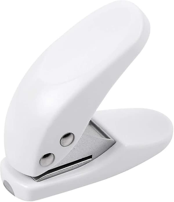 Mini Hullemaskine, enkelt ring hullemaskine til papir (2 stk, hvid)