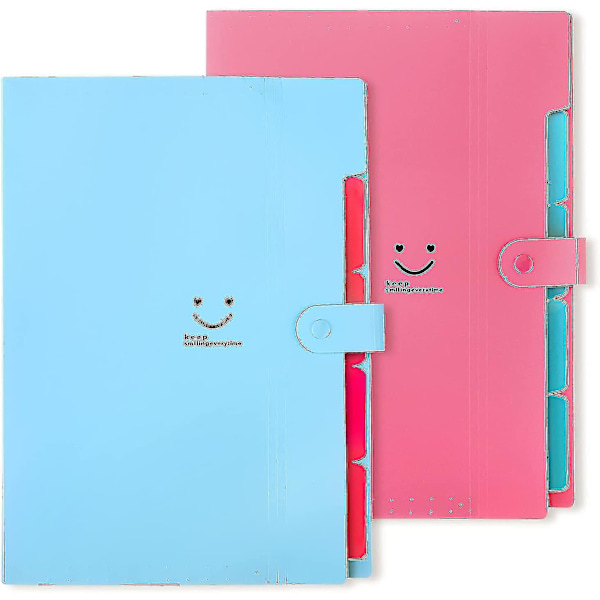 Utökande Filmappor med Fickor, Brevstorlek/A4-Papper, Accordion Dokumentorganisatör för Skola, Kontor, 2-pack