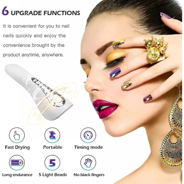 Handhållen LED-nagellampa, Mini Trådlös UV-nagellampa Uppladdningsbar Bärbar Nageltork Nagellackhärdningslampa