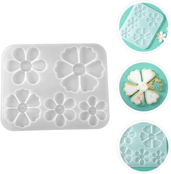Bladformet silikonform for DIY-støping, dekorativ 5-blads blomsterepoksyform