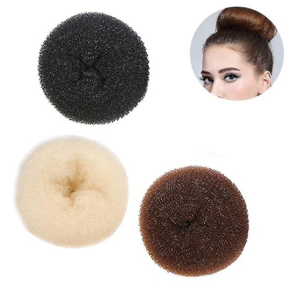 Hiusnuttura lapsille, 3kpl Chignon Hair Donut Sock Numppu - 6cm