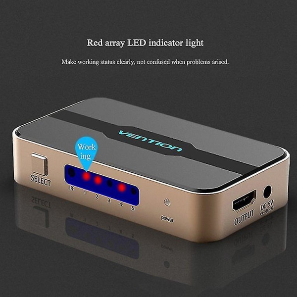 Vention ACDG0 HDMI-bryteradapter 5 innganger 1 utgang