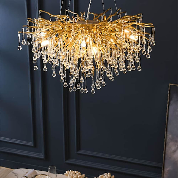 80cm Lysekrone Hængende Lampe Luksus Guld Moderne Mode