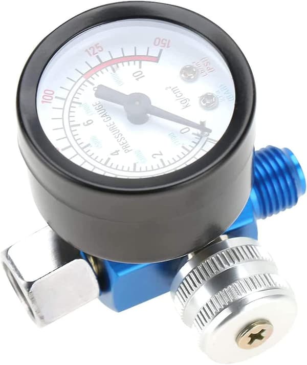 Kompressorregulator, Lufttryksregulator 1/4\" Regulatorpistol Lufttryksregulator Trykmåler Luftværktøjstilbehør