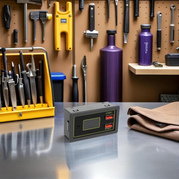Bilbatterispenningsovervåker Digital Voltmeter Display Batterikapasitetstester for Bilbruk Grå