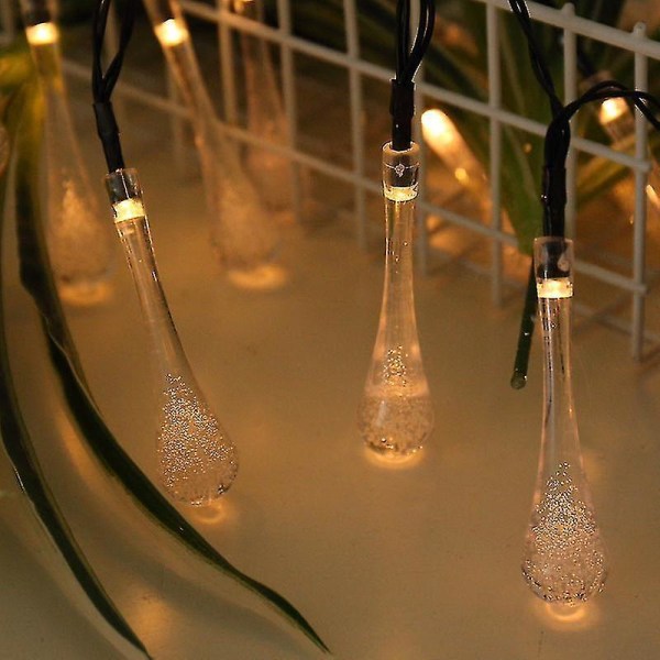 LED Solar Water Drop Light String Vandtæt juledekor