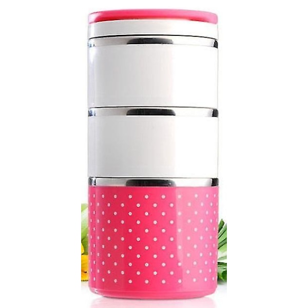 3-kerroksinen Pink Cute Thermal Lunch Box Bento Box vuotamaton