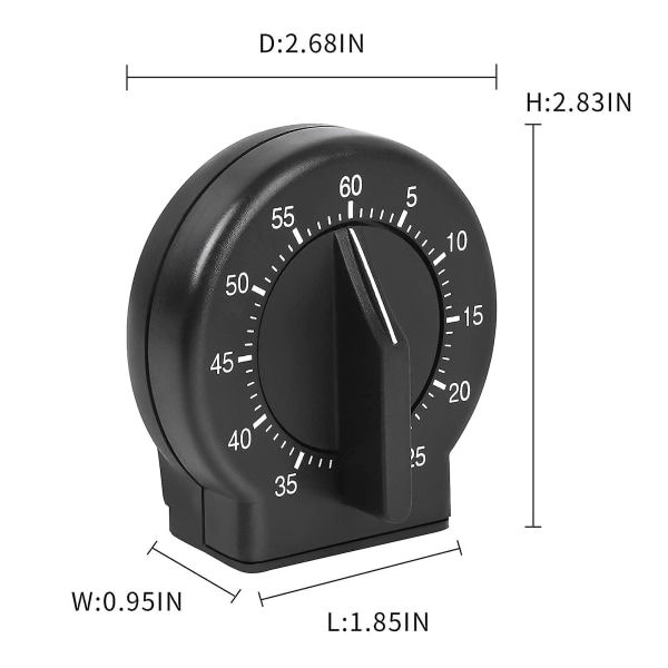 Køkken Timer, 60 Minutters Mekanisk Timer Ur Let At Læse Betjene (sort)
