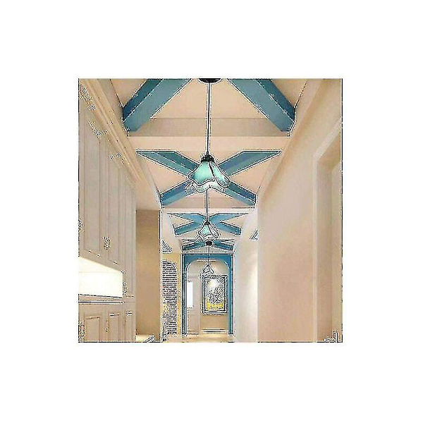 Fabriks Pris Europeisk Tiffany E27 Romantisk Hänglampa Medelhavs Chandelier Justerbar Höjd Blå Glas Hängande Lampa Matrum Barnens Ro