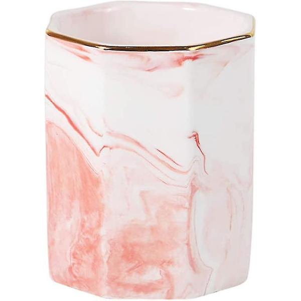 Keramisk Penneholder Stativ Marmor Mønster Blyantkop Pot Skrivebordsarrangør (pink)