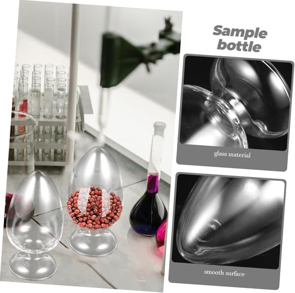 2 stk. laboratorieflasker af glas, konisk kyllingehjerteform til prøvekonservering