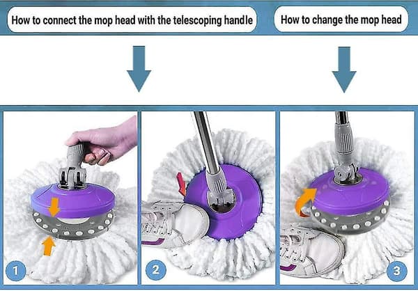 3-pack Premium Ersättningsmopphuvuden för 360° Roterande Rund Spin Magic Mop