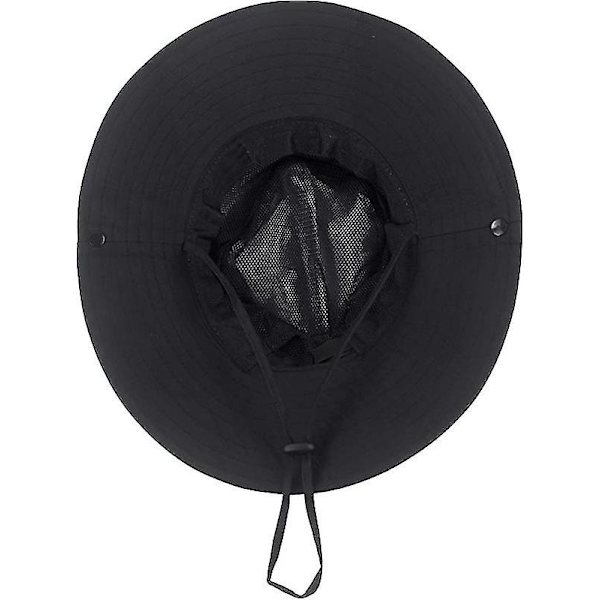 Sommerhatt for kvinner med bred brem, UV-beskyttelse for utendørs, strand, fiske, fotturer Black