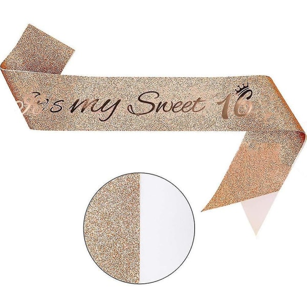 Glitter Rose Gold 16. syntymäpäivä Sash Sweet 16 -sisustus